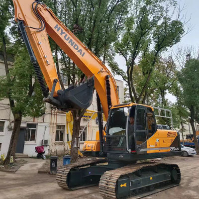 Hyundai 220 Excavateur hydraulique d'occasion avec moteur Cummins B7 À vendre Excavateur à rouleaux