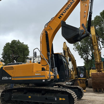 Hyundai 220 Excavateur hydraulique d'occasion avec moteur Cummins B7 À vendre Excavateur à rouleaux